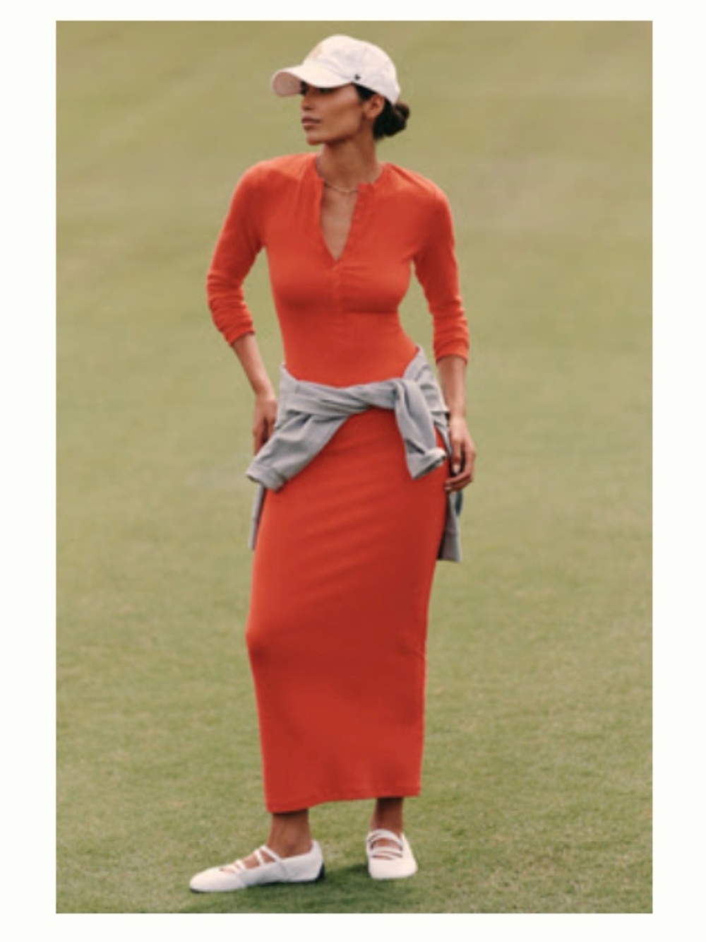 Brand New DAILY PRACTICE LONG-SLEEVE RIBBED MAXI DRESS